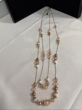 Delicate Pink Bead Long Necklace - Unbranded